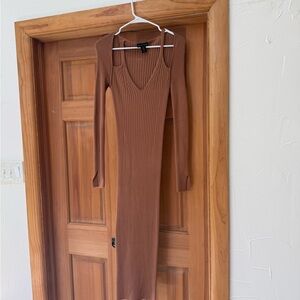 House of Harlow 1960 Brown Ribbed Bodycon Dress